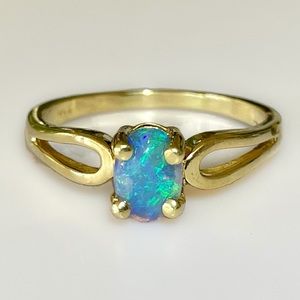 SOLD☀️Vintage 14k Solid Black Opal Ring 3g